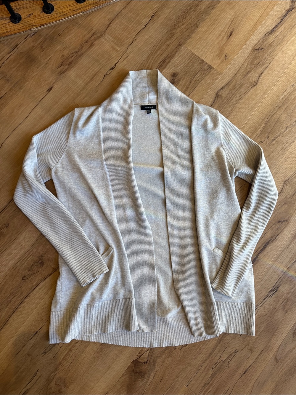 Eileen Fisher Light Oatmeal Open-Front Shawl Cardigan